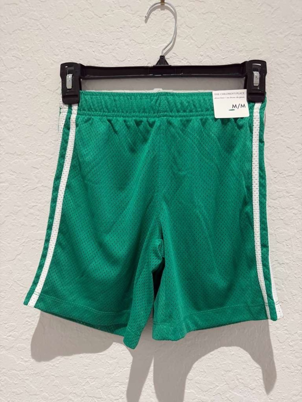 Place Green Mesh Athletic Shorts with White Stripes